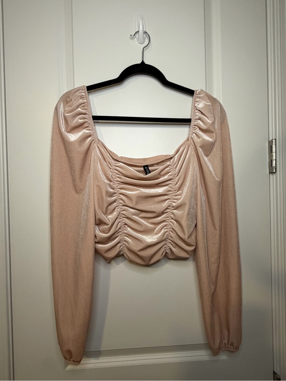 Divided Blush Ruched Long-Sleeve Crop Top